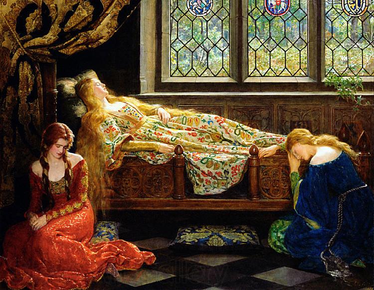 John Maler Collier The sleeping beauty Norge oil painting art